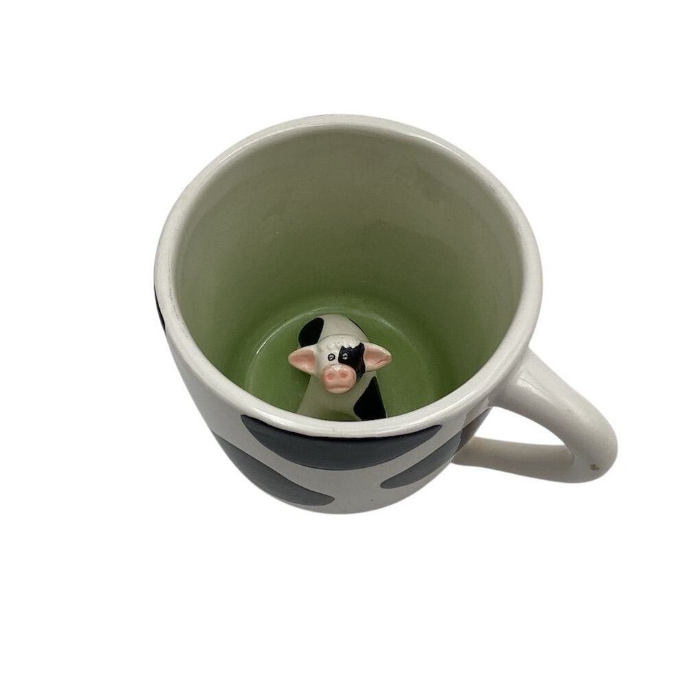 Cute Cow Ceramic Coffee Mug 12 oz with‎ 3D Cow Inside